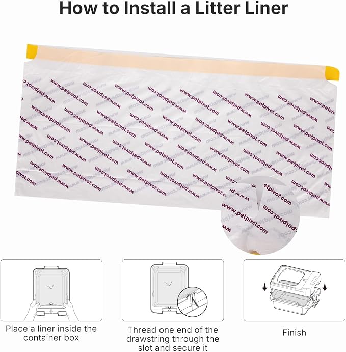 60 Count Automatic Cat Litter Box Bags Compatible with Autoscooper 11, 27.56"x16.14" Thick Replacement Liners for Self-Cleaning Cat Litter Box, Heavy Duty Disposable Waste Bags (3 Rolls, 20 Each)
