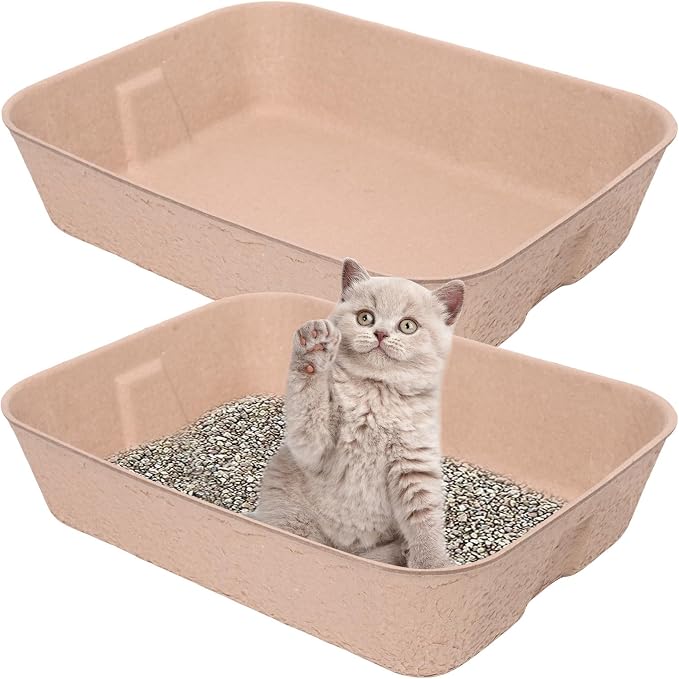 2 Pack Disposable Cat Litter Box, Travel Litter Box,Eco Friendly 100% Recycled Paper