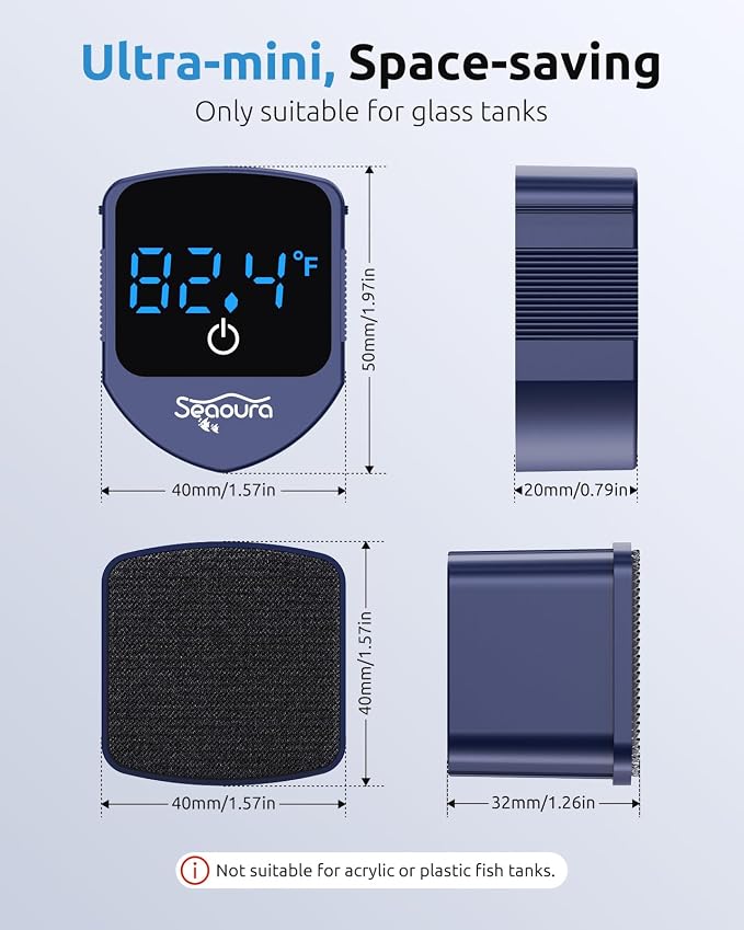 SEAOURA Digital Aquariums Thermometer with USB Rechargeable Portable Aerator