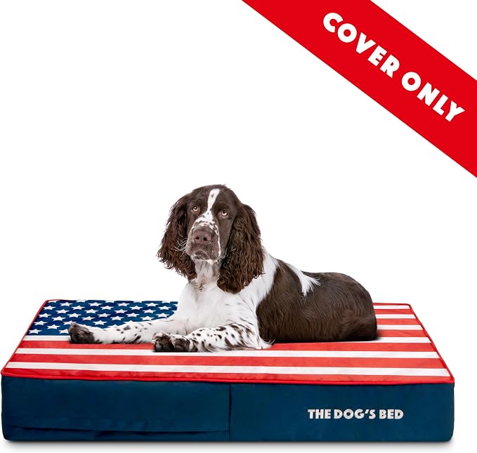 The Dog’s Bed Replacement Outer Cover, Oxford Fabric, Blue with Red Trim US Center Flag, Large, 6-Inch