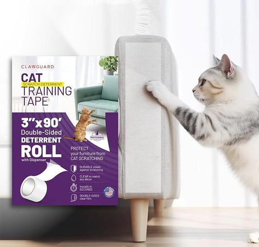 CLAWGUARD Cat Scratch Furniture Protector Tape Dispenser – Anti Scratch Cat Tape for Furniture, Couch Protector from Claws & Deterrent (XL)