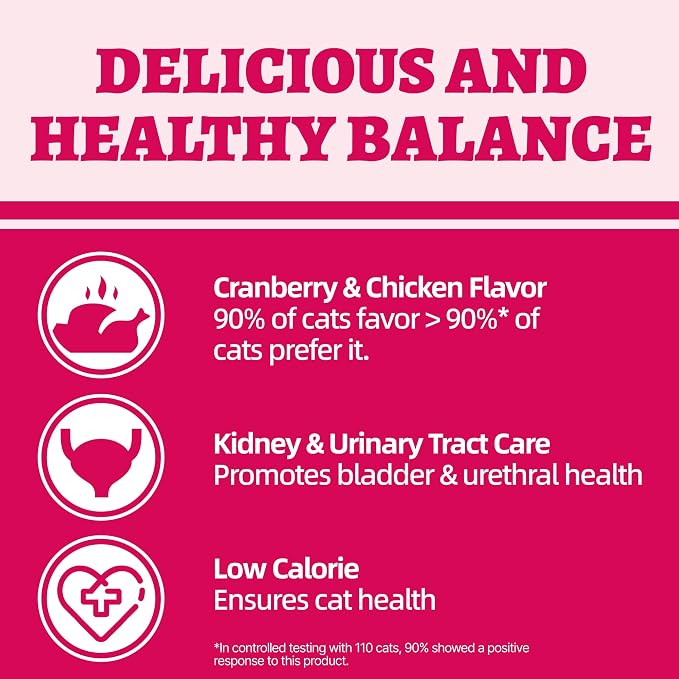 Wellix 29.45 oz Urinary Tract Health Cat Treats for Indoor Cats - Cranberry&D-Mannose for UT,Kidney,Bladder Support - Chicken Formula Crunchy Kitten Training Snacks Chews