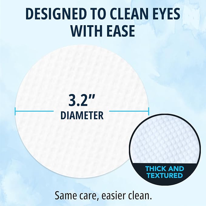 NOVEHA 150PCs Dog Eye Wipes Tear Stain Remover For Discharge and Crust | White Dog Face Wipes | Easy Daily Pets Gentle Eye Cleaner for Whitening & Cleansing Without Irritation | Round Wipes