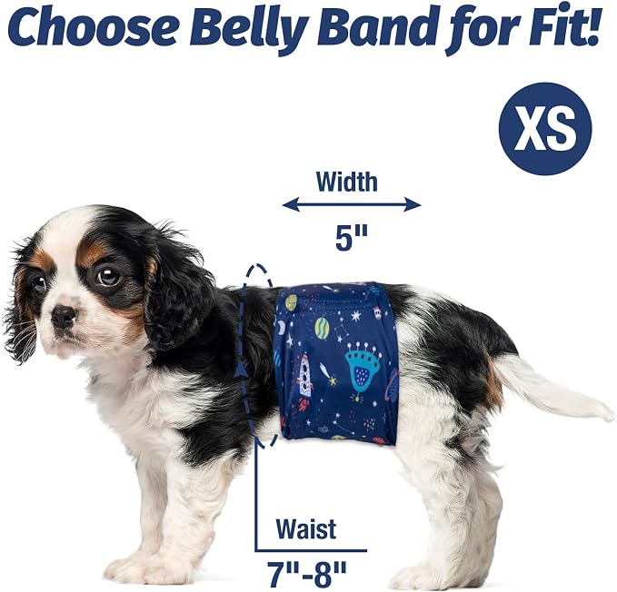 Pet Soft Dog Belly Band - 3 Packs Reusable Dog Diapers Male Doggy Diapers Wraps - Washable Dogs Belly Bands for Male Dogs (Starry Sky, XS)