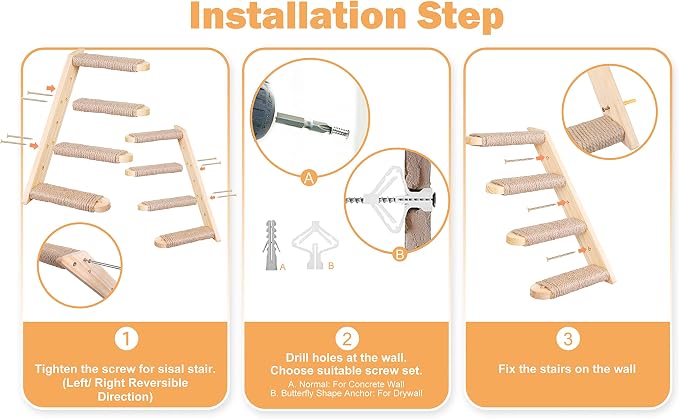 Wall Furniture Set, Including Floating Shelf Climbing Step, Wall Tree, Hammock, Mounted for Cat Playing, Sleeping, Climbing