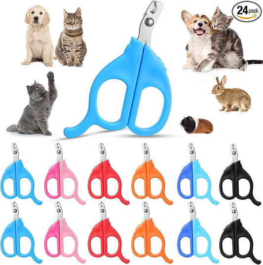 Therwen 24 Pcs Cat Nail Clipper Bulk Cat Nail Trimmer Kitten Claw Clippers Pet Nails Cutter Claw Care for Cats Kittens Bunny Puppy Rabbit Gatos Sharp (Moon-Shaped,Y2k Colors)