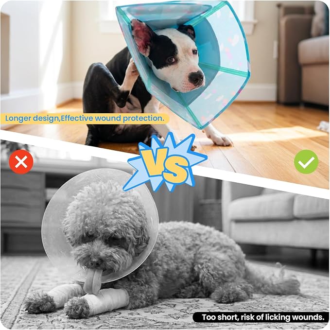 Allroaring Dog Cone, Soft Dog Cone Collar to Stop Licking, Adjustable Cones for Small Dogs, Comfy Pet Recovery Collars & Cones Alternative for After Surgery Wound Healing, Blue S