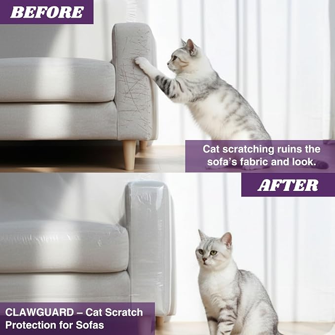 CLAWGUARD Cat Training Tape Sheets – 10 XL (17x11.5 in) Double-Sided Anti Scratch Shields – Cat Scratch Furniture Protector for Sofa, Couch & Surfaces