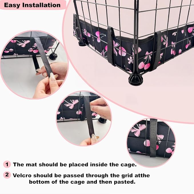 DZWLKJ Guinea Pig Cage Liner,Washable Tarp Bottom Base,Cherry Graphic,42"x56", Reusable for Rabbit, Chinchilla, Hedgehog, Ferret & Other Small Animals.