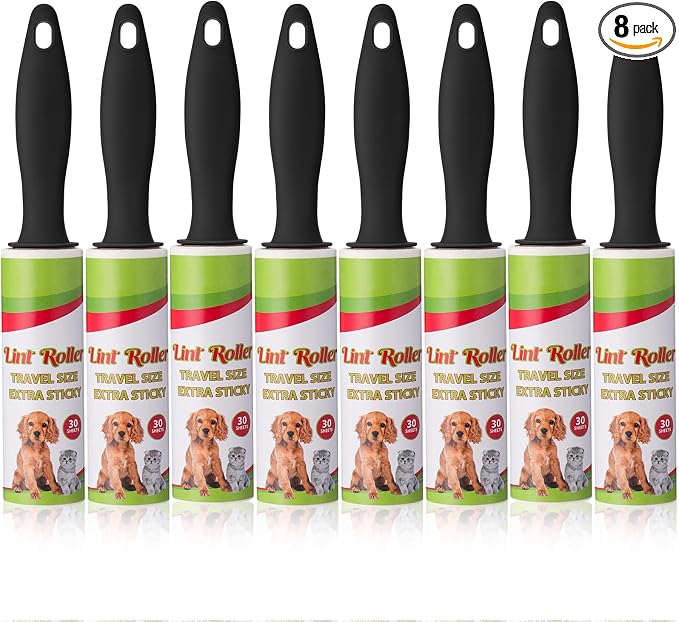 Hushee 8 Pcs Mini Lint Roller for Travel Small Lint Removers Bulk for Pet Hair and Clothes Small Size Removers Portable Sticky Removing Tool for Cleaning Furniture Dog Car Seat