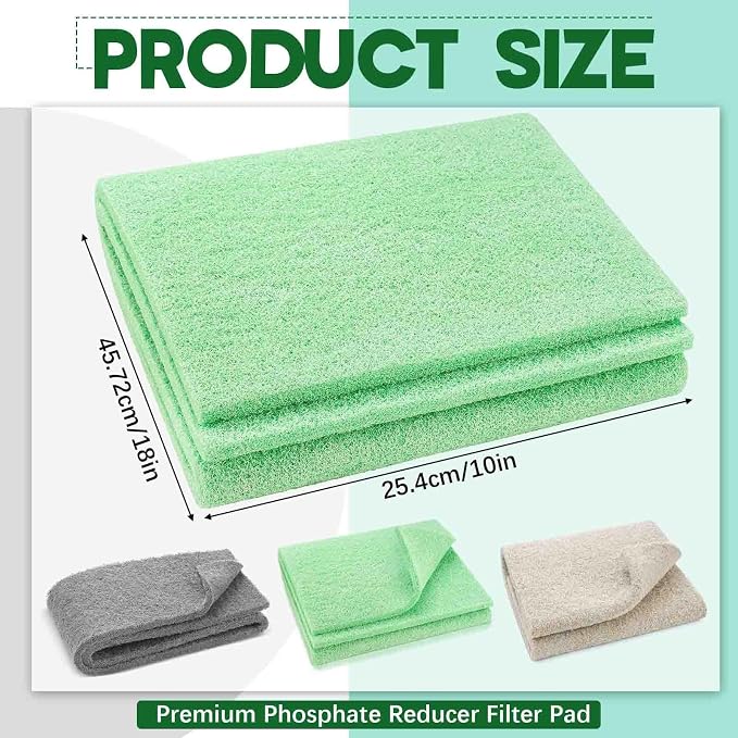 Treela 3 Pack Aquarium Filter Media Pads, Color-Coded 3-in-1 for Ammonia, Nitrite & Phosphate Removal, Cut-to-fit for Fish Tanks & Ponds, Improves Water Clarity & Odor Control