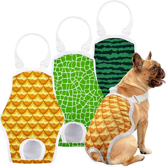 3 Pack Washable Female Dog Diapers with Adjustable Suspender, Reusable Sanitary Panties for Dogs in Heat, Leak-Proof Design for Small Dogs