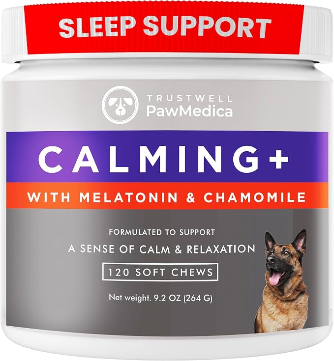 PawMedica Calming Chews for Dogs - Dog Sleep Supplement Melatonin for Dog Anxiety - Recommended Dog Calming Treats for Separation Anxiety and Barking Stress - Dog Melatonin Calming Bites for Fireworks