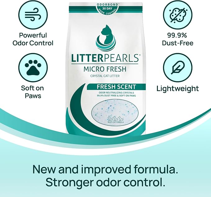Litter Pearls Micro Fresh Scented Non-Clumping Crystal Cat Litter with Odorbond, 7 lb