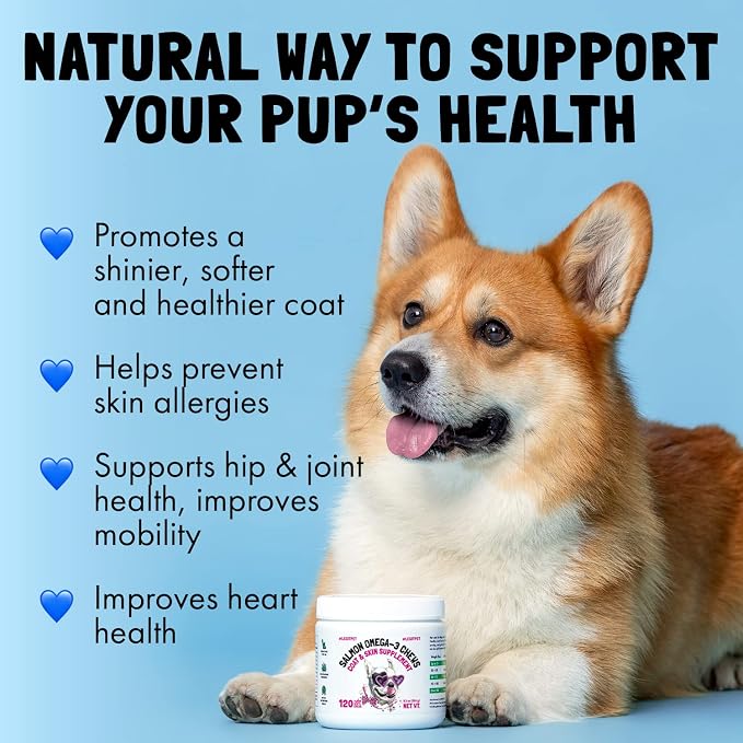 Omega 3 Alaskan Salmon Oil Treats for Dogs 30 Fish Oil Chews and Cranberry UTI Chews for Dogs Bladder Support + D-Mannose Supports Kidney Urinary Tract 120 Chews