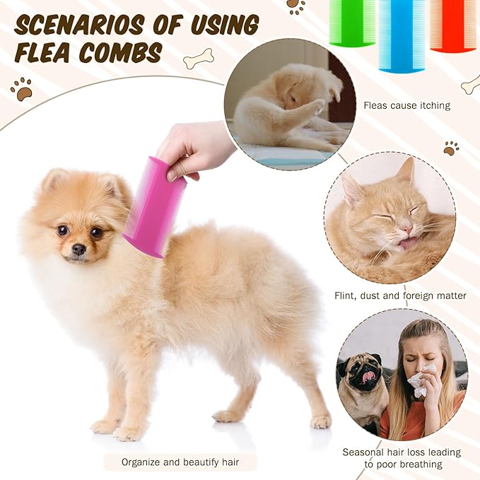 Hushee 200 Pcs Flea Comb Bulk for Cats Dog Double Sided Tooth Cat Pet Lice and Tick Comb for Small Cats Dogs Kitten Indoor