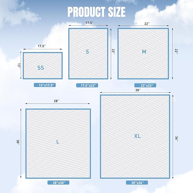 100 Packs 22"x22" Disposable Puppy Pads, Dog Training Pads, Super Absorbency Disposable Underpads with Leak-Proof and Odor Control, Disposable Training Pads for Puppies, Dogs, Cats, Rabbits