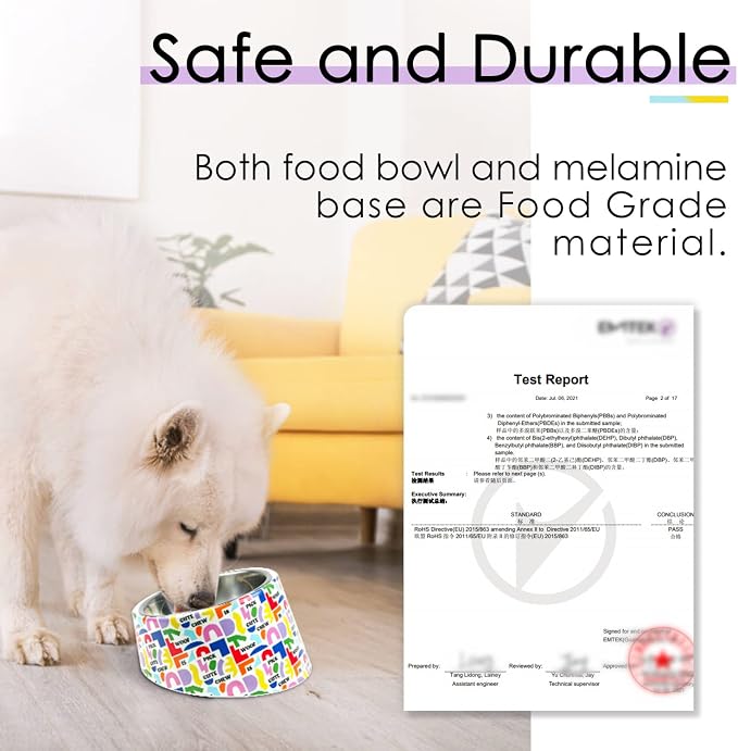 Super Design Mess Free 15° Slanted Bowl for Dogs and Cats, Tilted Angle Bulldog Bowl Pet Feeder, Non-Skid & Non-Spill, Easier to Reach Food