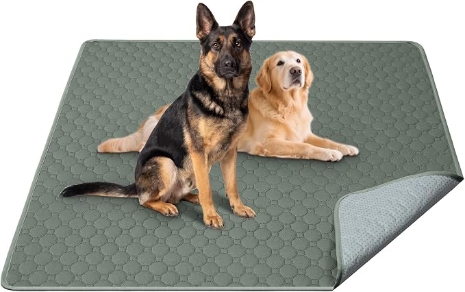 H.VERSAILTEX Premium Washable Pee Pads for Dogs 1 Pack Super Absorbent 100% Waterproof Reusable Non-Slip Quilted Puppy Training Pads for Crate Playpen Whelping & Potty Training(72"x72", Sage)