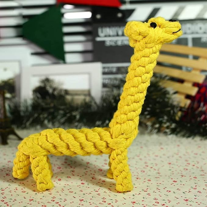 Dog Pet Puppy Chew Toys for Teething Boredom Dogs Rope Ball Knot Training Teeth Dogs Treats Toys for Small Middle Dog (Giraffe)