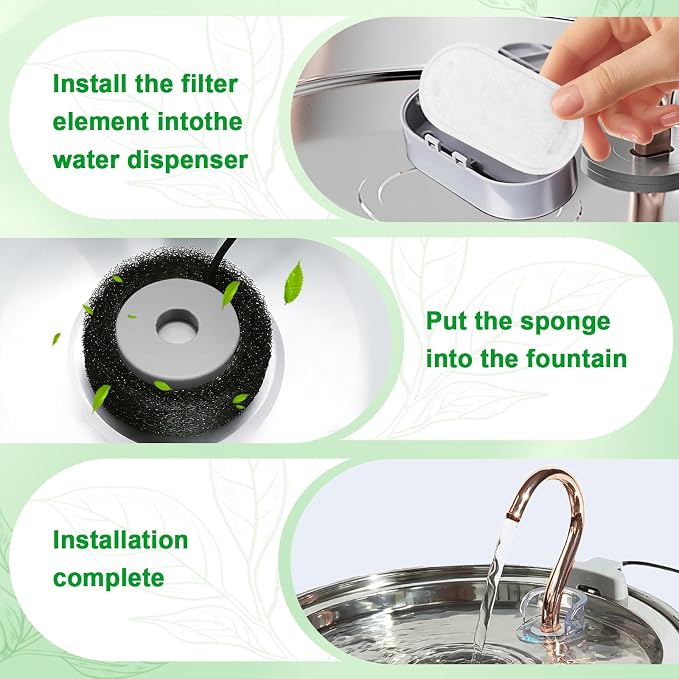 12 Pack Replacement Filters Compatible with Kittyspout, Fits 135oz/4L Cat Water Fountain, Suitable for Stainless Steel Pet Water Fountains