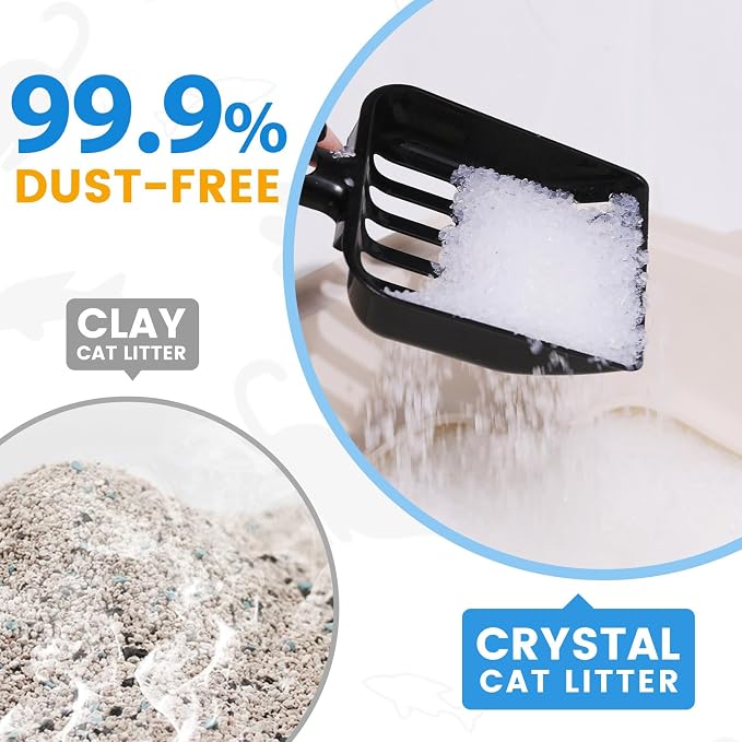 NEWORD Non-Clumping Crystals Cat Litter, Superior Odor Control Silica Gel Litter, Low Tracking & Dust-Free, Soft-On-Paws, Unscented, 14 lbs (2 Packs of 7lb Bags)