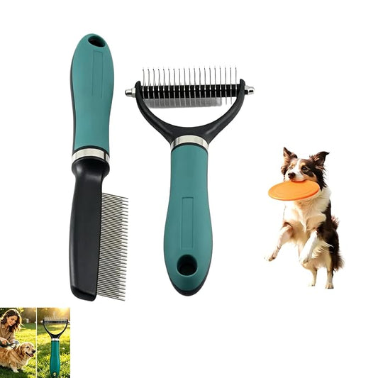 Dematting Comb for Dogs and Cats, 2026 New Rake Pet Brush for Effective Hair Removal, Deshedding Dog Brush Removing Tangles Knots for Thick Coats (1Pcs Green Set)