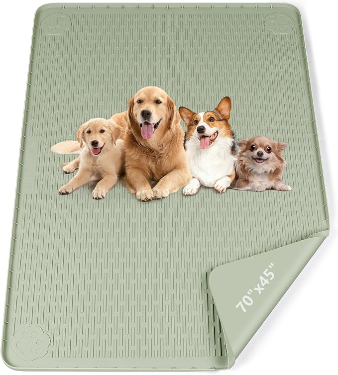 Pee Pads for Dogs, 70" x 45" Extra Large Reusable Silicone Mat, Washable Puppy Training Pads for Potty Training, Non-Slip, Leak-Proof, Indoor Floor Protection (Green)