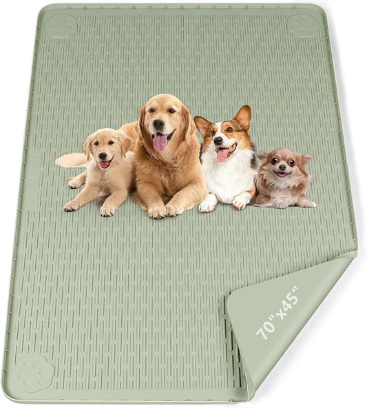 Pee Pads for Dogs, 70" x 45" Extra Large Reusable Silicone Mat, Washable Puppy Training Pads for Potty Training, Non-Slip, Leak-Proof, Indoor Floor Protection (Green)