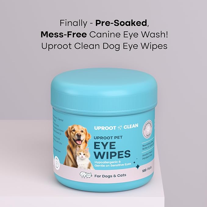 Uproot Clean Glove Wipes Pro & Eye Care Set: Extra-Thick Dog Wipes for Paws and Butt for Full-Body Cleaning (20 Pack) + Hypoallergenic Eye Pads as a Gentle cat & Dog Tear Stain Remover