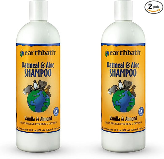 earthbath, Oatmeal & Aloe Dog Shampoo - Oatmeal Shampoo for Dogs, Itchy, Dry Skin Relief, Dog Wash, Made in USA, Cruelty Free Pet Shampoos - Vanilla & Almond, 16 Oz (2 Pack)