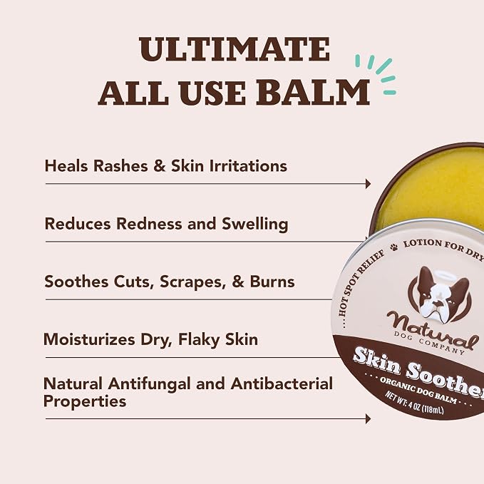 Natural Dog Company Balm Stick Bundle for Dogs – Travel Set for Nose, Paws, Wrinkles, Itchy Skin & Hot Spots – Lick-Safe, Plant-Based Relief with Coconut Oil – 5 x 1 oz Tins