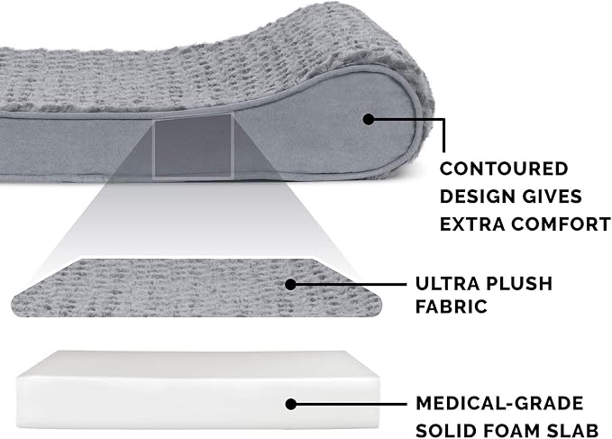 Furhaven Dog Bed Luxe Lounger Gray, Medium W/Same Size Waterproof Liner