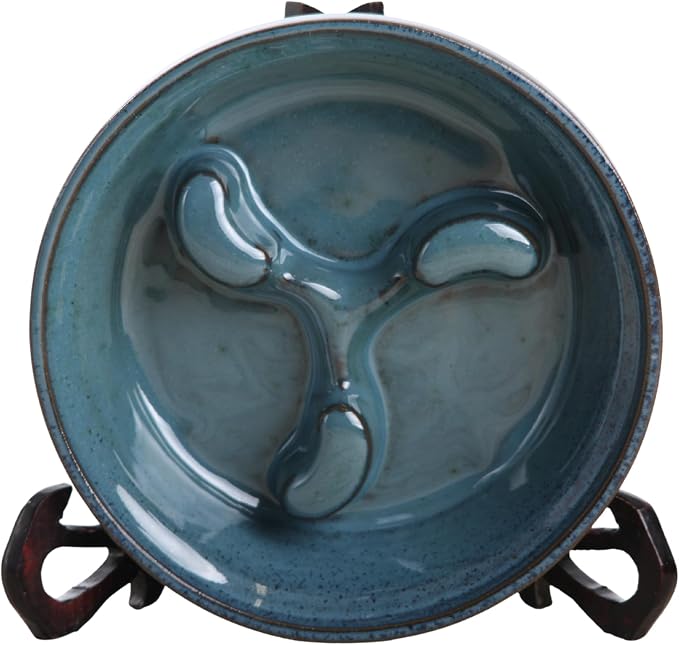 Willow Ceramics Dog Bowl – Handmade Ceramic Slow Feeder, 30.4oz Anti‑Gulp Bowl for Medium to Large Dogs, Dishwasher Safe, Made in USA (Peacock, 8inch)