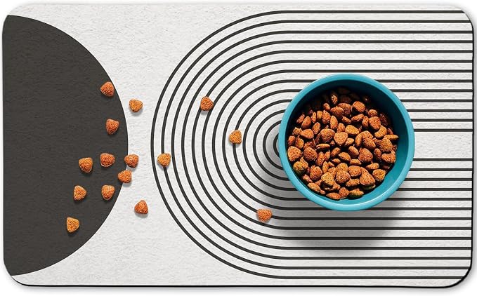 Dog Food Mats,Cat Absorbent Water Bowl Feeding Mats Pet Placemats for Food and Water Black Bohemia 17 * 30 inch