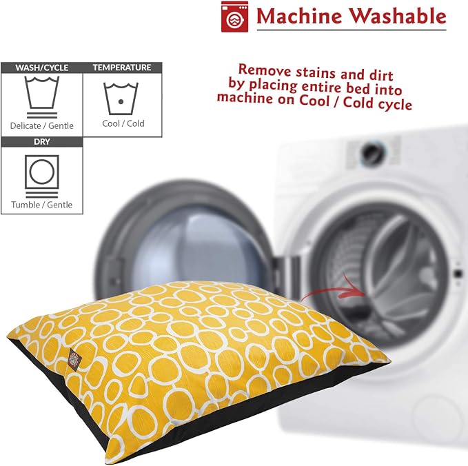 Majestic Pet Rectangle Medium Dog Bed Washable – Non Slip Comfy Pet Bed – Dog Crate Bed Super Value Pillow Dog Bed – Dog Kennel Bed for Sleeping - Dog Bed Medium Breed 35 x 28 Inch – Fusion Yellow