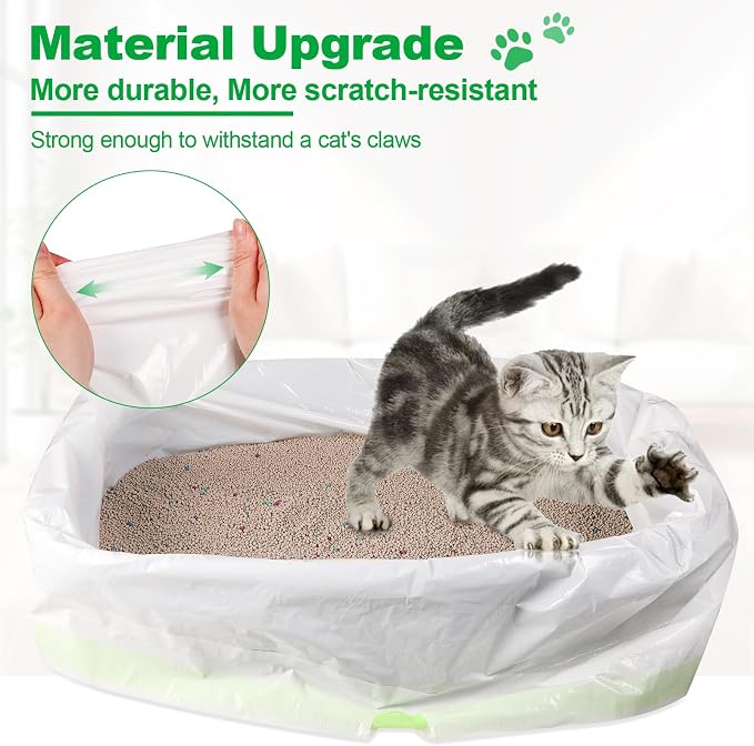 100 Pack Jumbo Cat Litter Bags - 3MIL Extra Thick Heavy Duty Cat Litter Box Liners, 36"x19" Drawstring Large Cat Litter Liners for Litter Boxes, Easy Clean Up Kitty Litter Liner XL