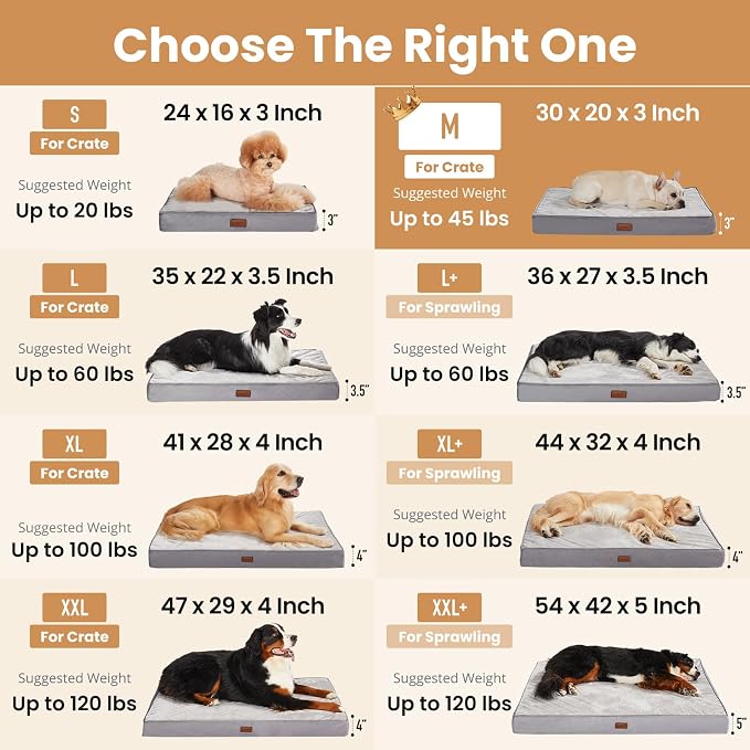 OhGeni Orthopedic Waterproof Dog Bed for Medium Dogs, Machine-Washable Removable Cover in Easy-Clean Fabric, Reversible Memory Foam & Easy-Carry Handle, Suitable for Crate, 30 inch (Pink)
