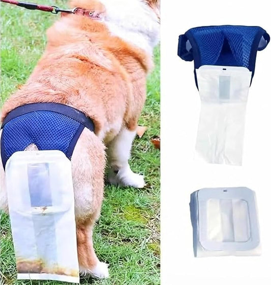 Wearable Waste Collection Bag For Small Elderly Dogs - Convenient Dog Poop Scooper and Waste Collection Pants for Senior Pet (Medium Suit Weight 16.5-27.5lbs Waist 15in)