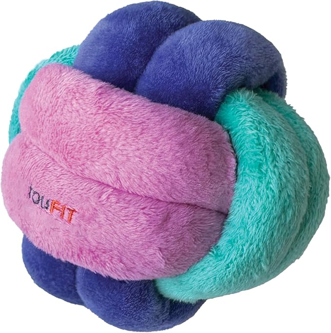 FOUFIT FouFouBrands Hide n Seek Knotted Snuffle Ball Treat Dispensing Nosework Toy for Dogs, Pink, Green Purple, Large