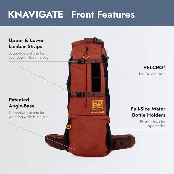 K9 Sport Sack Knavigate - Small, Dune - Ideal for Dogs with 13-16” Back Length - Adjustable, Backpack-Style Carrier with Internal Frame & Padded Hip Belt