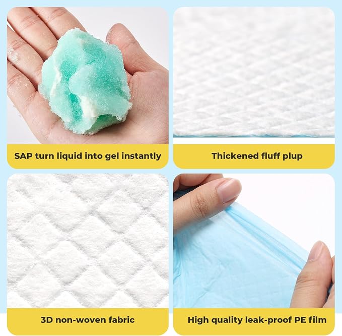 Dog Pee Pads: Super Absorbent & Leak-Proof Puppy Pads - Thicken Disposable Dog Training Pads Potty Pads for Dogs - Pee Pads for Doggie Cats Rabbits Quick Dry 24''x24'' Pack of 100