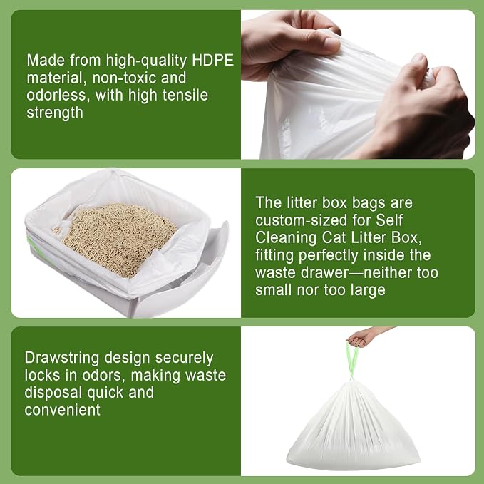 120 Count 27" x 13" Cat Litter Bags - Compatible with Neakasa and PetPivot Self Cleaning Cat Litter Box, Extra Thick Heavy Duty Cat Litter Box Liners