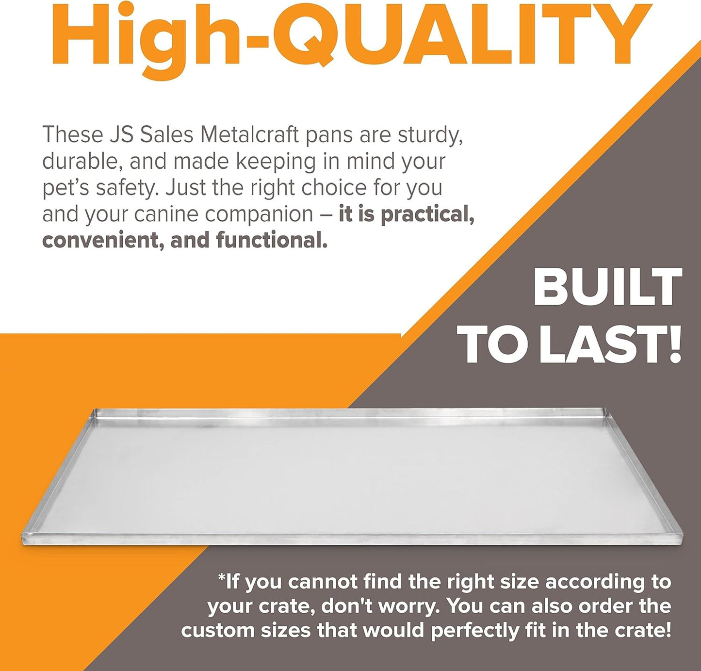 36" x 19.5" Metal Replacement Dog Crate Pan Chew Proof Crack Proof Pet Kennel Tray Central Dog Training Crate Pan Pet Supplies, Stainless Steel, 1" H