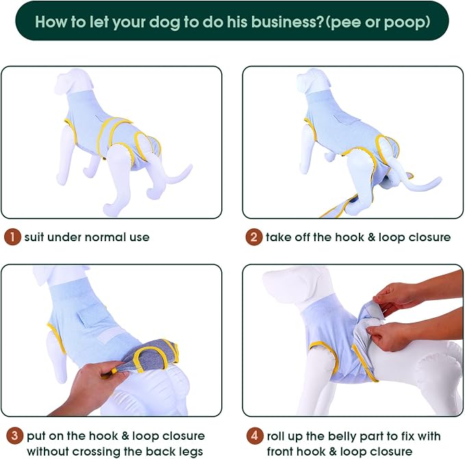 Kuoser Recovery Suit for Dogs Cats After Surgery, Professional Pet Recovery Shirt Dog Abdominal Wounds Bandages, Substitute E-Collar & Cone,Prevent Licking Dog Onesies Pet Surgery Recovery Suit