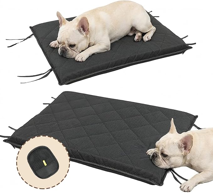 29"x18" Indestructible Dog Bed, Orthopedic High-Density Foam, Chew Resistant Waterproof Crate Mat, Corner Straps for Aggressive Chewers, Machine Washable with De-Shedding Glove, S