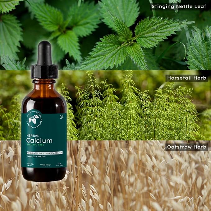 Mountain Meadow Herbs Herbal Calcium – Vegan Liquid Calcium Supplement for Bone & Teeth Support, High Absorption Plant-Based Formula for Adults & Kids - 2 oz
