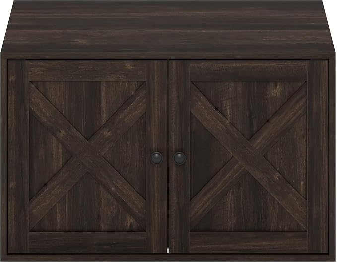 Furinno Peli Farmhouse Cat Litter Box Enclosure, Ebony
