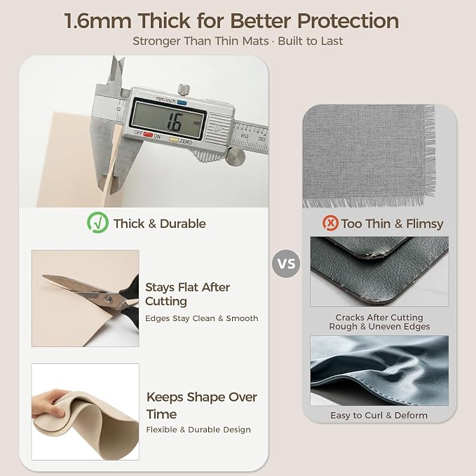 Extra Large Silicone Mat for Countertop & Table with Gift Tube Packaging, Thickened Non-Slip Heat Resistant Table Protector, Cuttable Waterproof Kitchen Prep & Kids Craft Mat