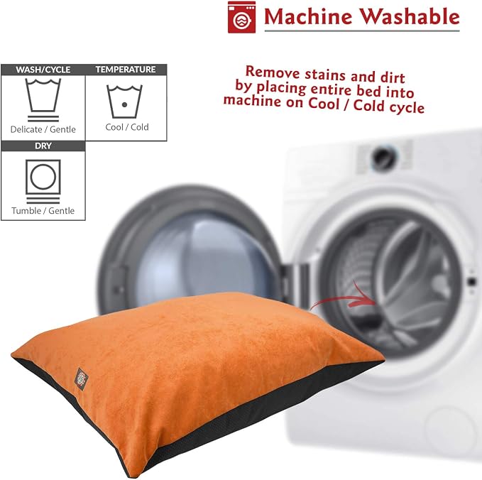 Villa Majestic Pet Comfy Dog Bed Washable Non Slip Pillow Bed for Large Breeds Rectangle 46 x 35 Inch Orange